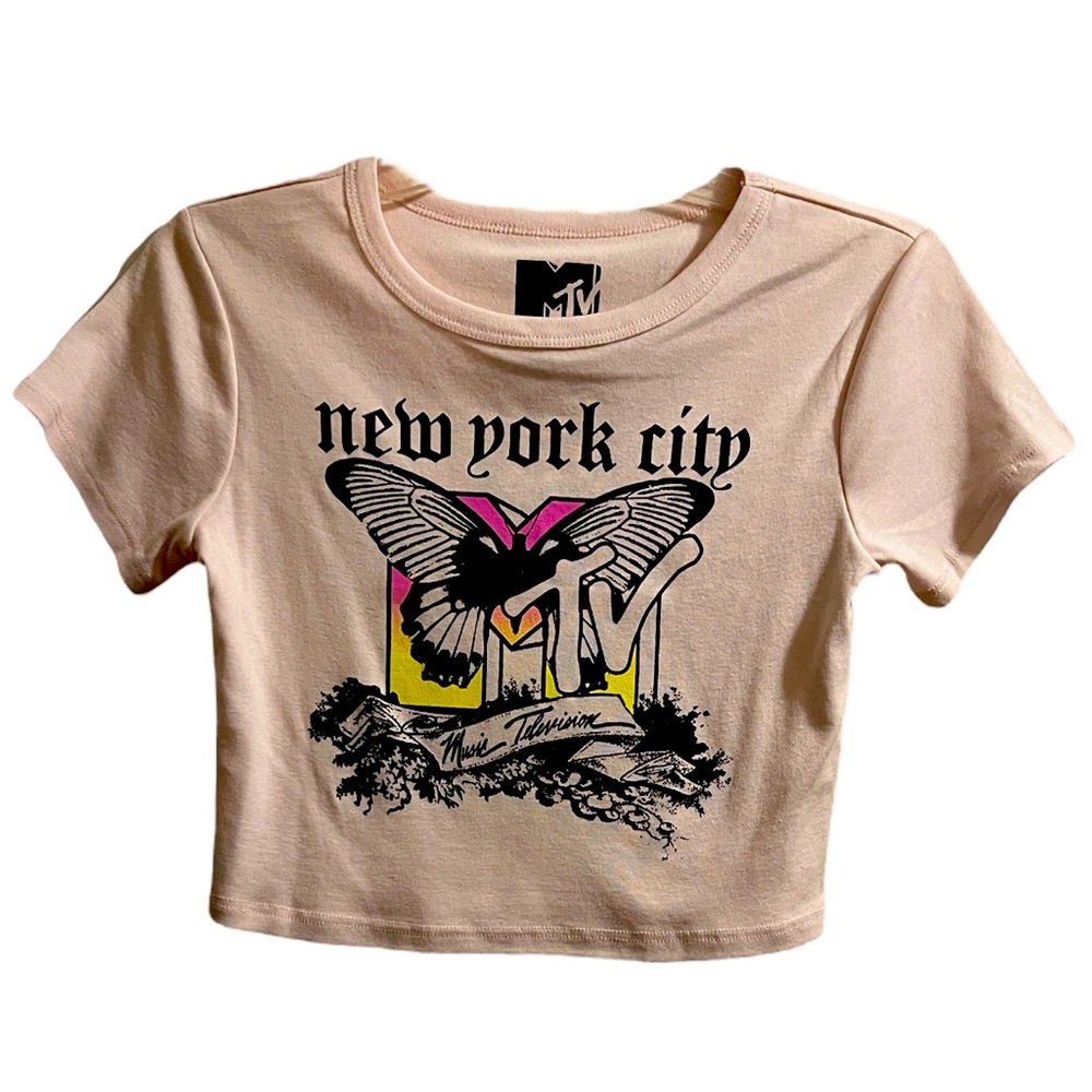 MTV Music Television Cropped Pink T shirt size M